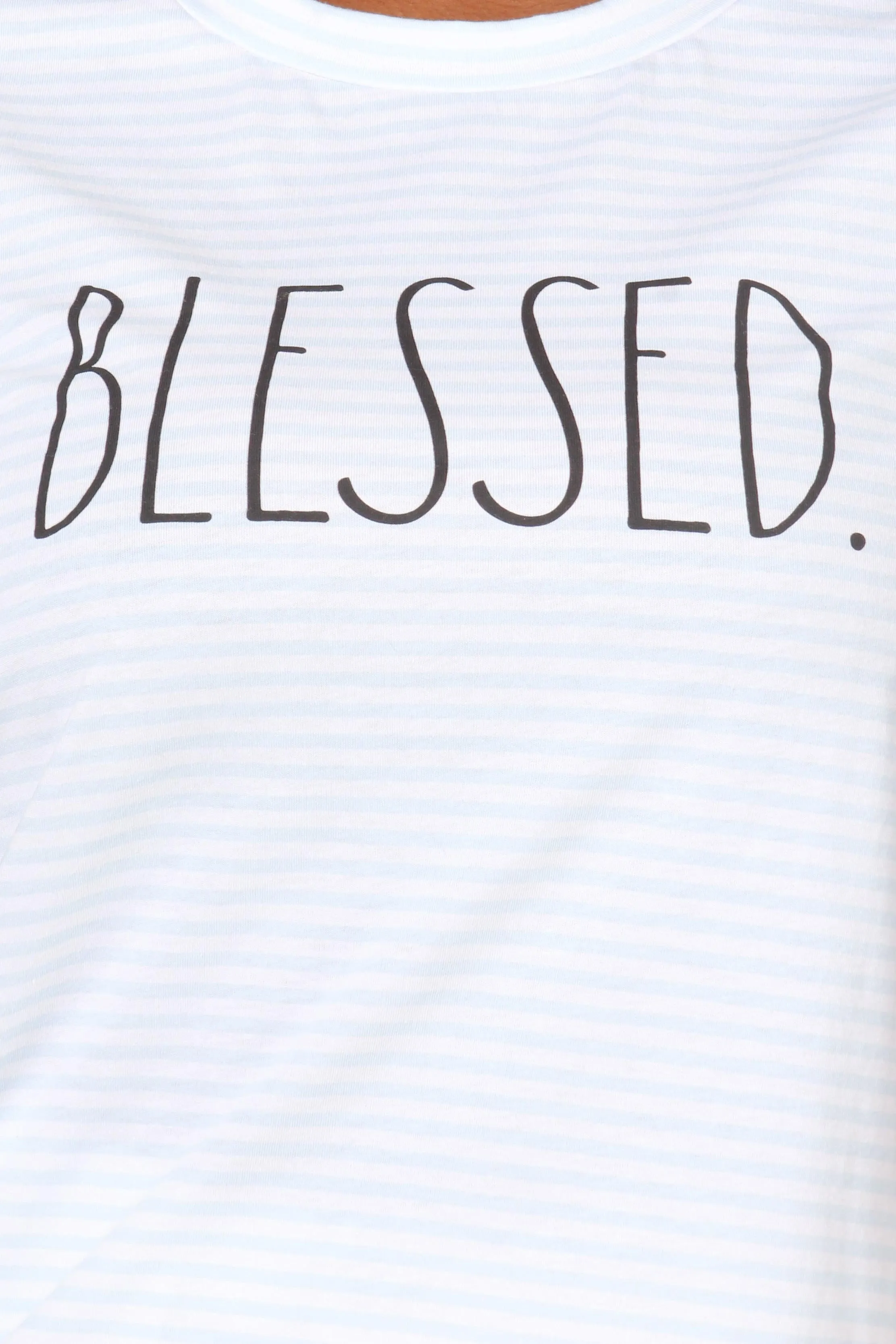 Women's "BLESSED" Short Sleeve Striped Icon T-Shirt