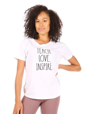 Women's "TEACH LOVE INSPIRE" Short Sleeve Shirttail Hem T-Shirt